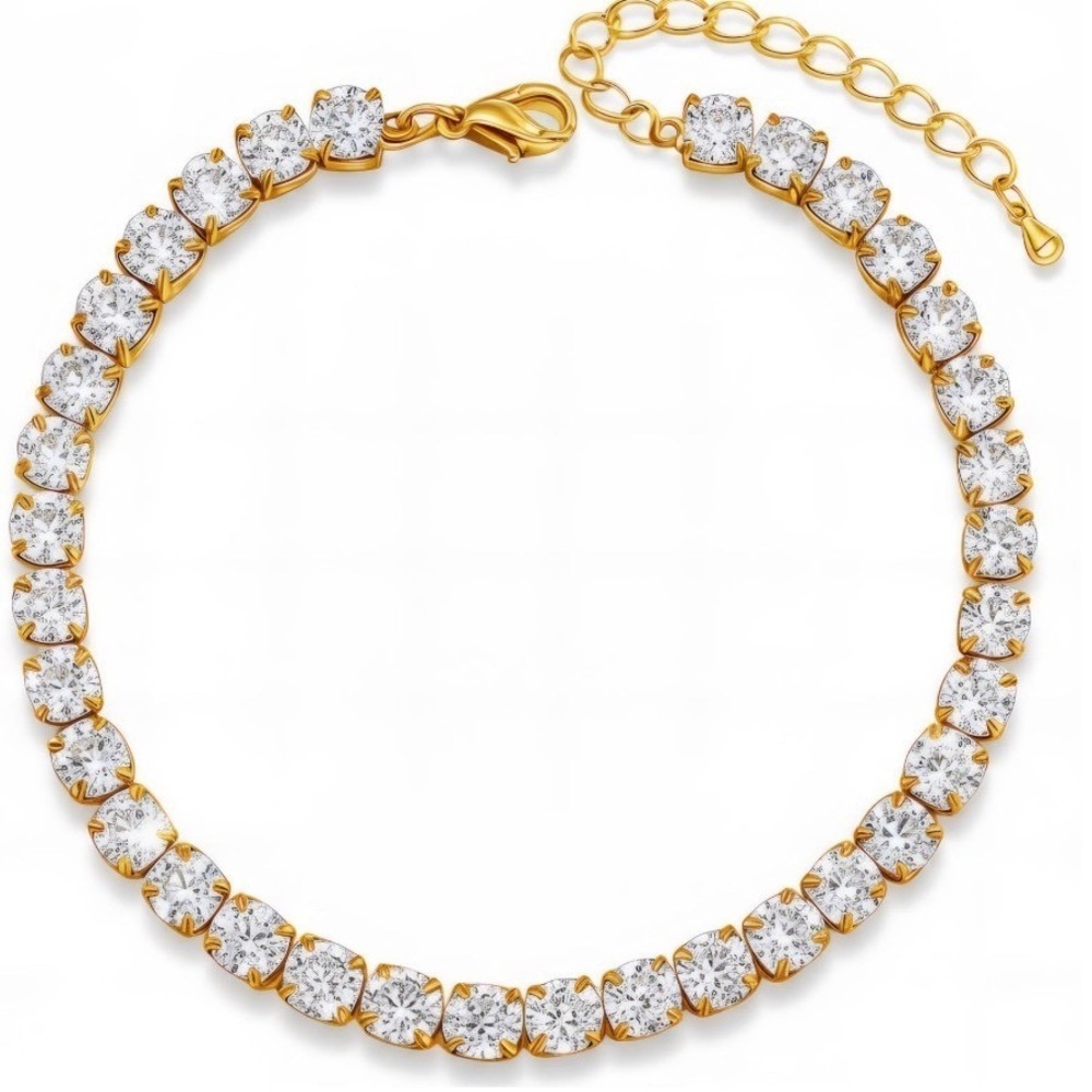 18K Gold Plated Stainless Steel Tennis Bracelet Cubic Zirconia 87379-0